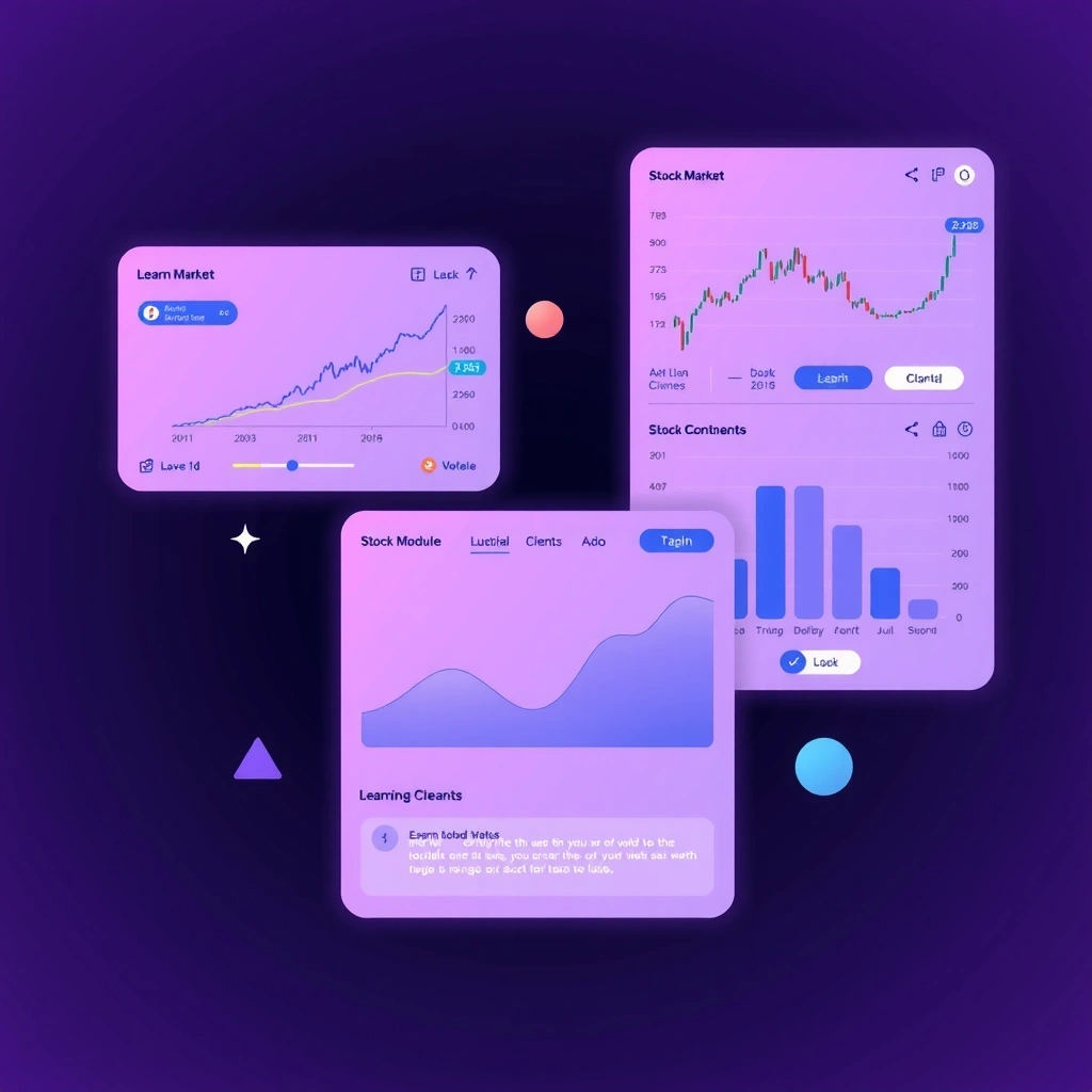 Stock Market Academy interface educativa con gráficos de acciones